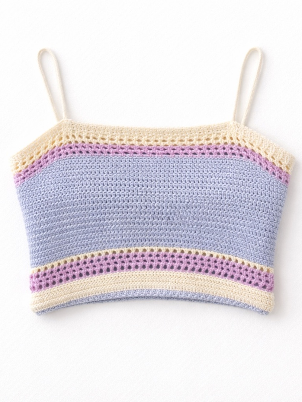 Crochet Crop Top Lace Up Back Pastel Coquette Festival Cottagecore Small